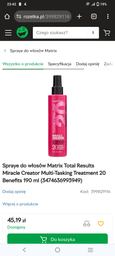 Spraye do włosów Matrix Total Results Miracle Creator Multi-Tasking Treatment 20 Benefits 190 ml (3474636993949)