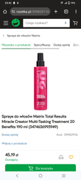 Spraye do włosów Matrix Total Results Miracle Creator Multi-Tasking Treatment 20 Benefits 190 ml (3474636993949)