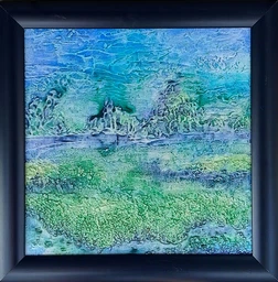 Подарунковий набір для створення картини у техніці "Рідкий акрил/Fluid art". Палітра: "Ocean Heart". 30(см) круг фото от покупателей 3