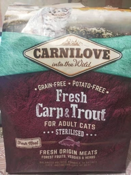 Сухий корм зі свіжим коропом та фореллю Carnilove Sterilised Fresh Carp Trout Карнілов для стерилізованих кішок та кастрованих котів 2 кг (8595602527441)