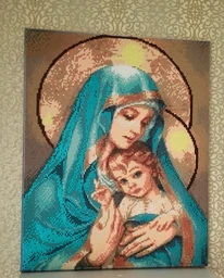 Алмазная мозаика алмазна вышивка икона на подрамнике, 40*50 см. Мадонна с младенцем фото от покупателей 2