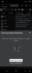 Roblox: Knife Crown - Murder Mystery 2 фото от покупателей 7