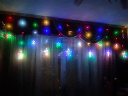 Світлодіодна гірлянда штора Grant RGB Зірки на вікно, з пультом, різні режими, різнокольорова, 108 світлодіодів, 3м + пульт