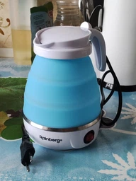 Дорожный чайник силиконовый складной дисковый 0.75л 700вт 220в Foldable Travel Kettle белый фото от покупателей 2