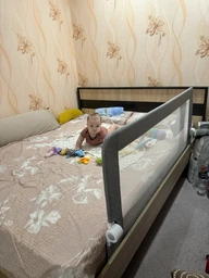 Защитный бортик для кровати MoMi LEXI PLUS Бежевый 43×150 см универсальный барьер для детей, защитный бар для кровати, бортик для младенца, детский бортик, барьер безопасности, ограждение на кровать, защита от падения во время сна фото от покупателей 3