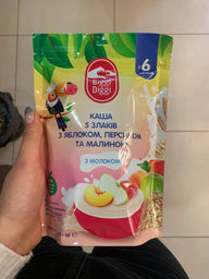 Молочна каша Biggi Diggi 5 злаків з яблуком, персиком та малиною для дітей з 6 місяців 200 г (8606019651961)