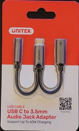Адаптер Unitek USB-C to 3.5 mm Mini-Jack Grey (4894160048134)