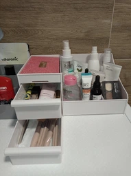 Органайзер/подставка для косметики настольный с выдвижными ящиками Cosmetics Organizer розовый (СО-28997) фото от покупателей 8