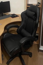 Кресло игровое GAMING CHAIR OC-810 с подставкой для ног, цвет черный/белый фото от покупателей 12