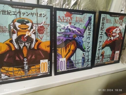 Набір постерів аніме Evangelion / Євангеліон 4 шт (Єва 00, Єва 01, Єва 02, Генезис)
