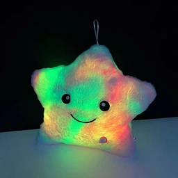 Плюшевая подушка для девочек Звезда Игрушка с ЛЭД подсветкой STAR разноцветная 35 см