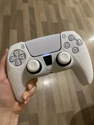 Силіконовий чохол для джойстика PS5 Dualsense камуфляжний (чорно-синій) + в подарунок накладки на стіки фото від покупців 16