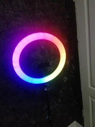 Набор блогера 3в1 Кольцевая светодиодная лампа MJ33 RGB цветная 33 см с держателем для телефона со штативом 2м+bluetooth пульт для селфи фото от покупателей 1