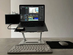 Подставка для ноутбука складная портативная DOAKT ZenX регулируемая с подсветкой и охлаждением до 17.3" Silver (P43F) фото от покупателей 7