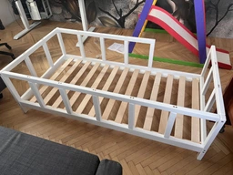 Детская деревянная кровать Монтессори BUSY WOOD на ножках Модель 10, Размер 160х80 см, Белый фото от покупателей 1