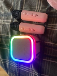 Беспроводная колонка караоке с двумя микрофонами RGB подсветка 5 режимов транслитерации 4 голоса совместимость с 3-мя устройствами 8 часов без подзарядки Bluetooth ANDER ONE розовая (514511001528) фото от покупателей 8