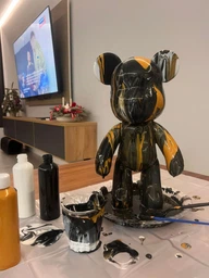 Флюїдне ведмежа Punk Fluid Bear Bearbrick з фарбами 3 шт набір для творчості зроби сам DIY ведмедик розмальовка 23 см на подарунок фото від покупців 3