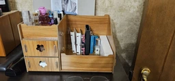 Настільний органайзер для косметики, парфумерії та прикрас з висувними скриньками МДФ білий com003-W фото від покупців 1