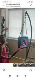 Піньята квадрат "Тік Ток"рожево-голуба 35*35*10 + палиця