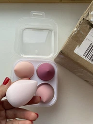 Набор спонжей для макияжа в коробке SQP бьюти спонжи для тонального крема/пудры/хайлайтера розовый 4 шт (BK0001)