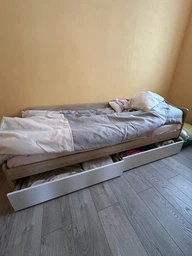 Односпальная кровать Эверест Соната 800 с 2 выдвижными ящиками Дуб сонома + Белый (193х60х83,5 см)