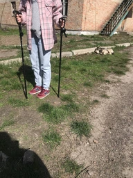 Палки для скандинавської гірської канадської нордичної фінської ходьби компактні телескопічні складні лижні спортивні палиці для літніх пенсіонерів початківців сканд трекінгу хайкінгу походу в гори декатлон ходіння з ремінцем 2 шт Hechpro АНG17 фото від покупців 4