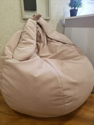 Крісло-груша велюр "Зайка" пудра KatyPuf XL 125x90