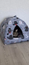 Мягкий домик для домашних животных собак и кошек с котиками 35 x 30 см Incor Серый
