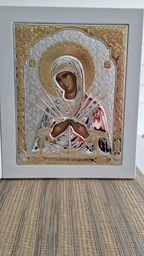 Ікона срібна Ekklesia Семистрільна Богородиця (23x27,9 см.) (6699/4W)