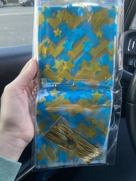 Пакети подарункові з малюнком Блакитні для солодощів та сувенірів фасувальні прозорі із затискачами мікс 10 шт 27х12.5 см