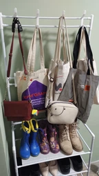 Вішалка для одягу в передпокій з полицями New simple floor clothes rack для взуття Білий (ICL44)