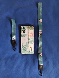 Чехол Lanyard для Xiaomi Redmi Note 10 Pro бампер с ремешком Cyan фото от покупателей 2