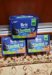 Вологий корм для стерилізованих котів Brit Premium Sterilised pouch 12шт/100 г, асорти із 4 смаків у желе фото від покупців 6
