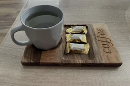 Подставка поднос под кофе и печенье Coffee Teslyar под горячее кофе и печенье из дерева орех (KTC02)