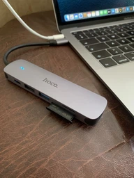 USB Хаб Hoco HB28 Type-C multi-function converter (HDMI+USB3.0+USB2.0+SD+TF+PD) Сірий фото від покупців 6