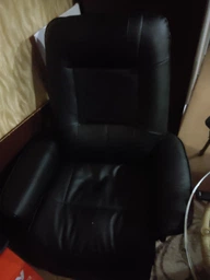 Кресло-реклайнер Recliner sofa черное для отдыха с массажем + пуф + обогрев
