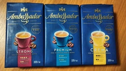 Набор молотого кофе Ambassador Premium 225 г + Strong 225 г + Crema 225 г (8721077550190) фото от покупателей 2