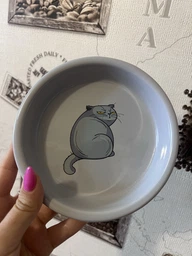 Миска Trixie для котів керамічна з принтом 0.25 л 13 см Сіра (4057589246523) фото від покупців 2