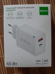 Зарядное устройство RZTK GaN2 65W + кабель USB-C 100W, USB-C (PD3.0) USB-A (QC4.0) White фото от покупателей 6