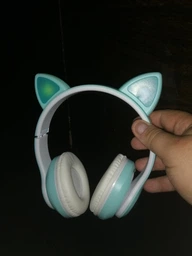 Бездротові дитячі світяться навушники котячі вушка Bluetooth 5.0 складні CAT STN-28 з вбудованим мікрофоном Mp3 MicroSD і кольоровим підсвічуванням Рожеві фото від покупців 18