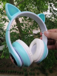 Бездротові дитячі світяться навушники котячі вушка Bluetooth 5.0 складні CAT STN-28 з вбудованим мікрофоном Mp3 MicroSD і кольоровим підсвічуванням Рожеві фото від покупців 16