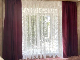 Короткі стильні однотонні штори для кухні Adagio Windows Decor у розмірах 1,4х1,7м -2шт, щільні фіолетові фіранки з підхватами