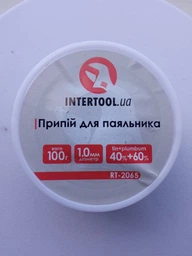 Припій для паяльника 100 г,&nbsp;D-1.00 мм, 40% олово, 60% свинець INTERTOOL RT-2065