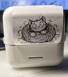 Портативный термопринтер без чернил Mini Printer с Bluetooth+1 рулон, Белый фото от покупателей 1