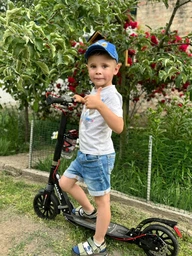 Самокат Maraton GMC з дисковим гальмом фіолетовий з білим + підстаканник та ремінь (334115431)