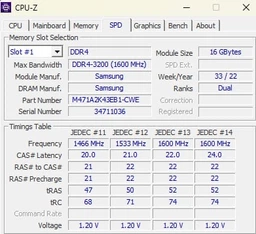 Ноутбучная оперативная память Samsung DDR4 16GB 3200MHz SO-DIMM 2Rx8 PC4-3200AA (M471A2K43DB1-CWE) фото от покупателей 14