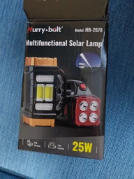 Акумуляторний переносний ліхтар на сонячній батареї HB-2678-25W+2COB з Powerbank, панель, USB зарядка (31466) фото від покупців 4