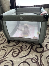 Манеж дитячий квадратний Caretero матрацик у комплекті Quadra Graphite