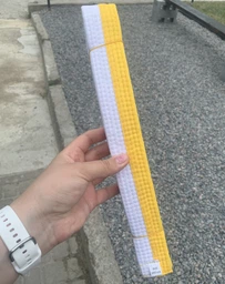 Пояс для кімоно двоколірний жовто-білий Zelart Heroe 7255 довжина 220см Yellow-White