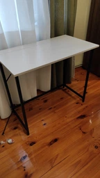 Стол раскладной Морис 900 Ferrum-decor 750x900x500 Черный металл ДСП Белый 16 мм (MORI901) фото от покупателей 1